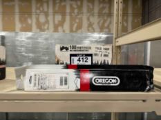 Lot of 100ft Oregon Chainsaw Chain and (4) Oregon Chainsaw Blades