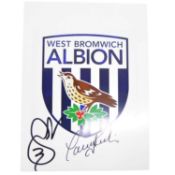 Signed West Bromwich Albion 5x7 club badge, Jonas Olsson and another