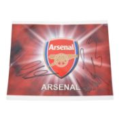 Signed Arsenal A4 club badge, including Abou Diaby,