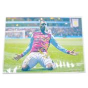 Signed Christian Benteke A4 coloured photograph, Aston Villa