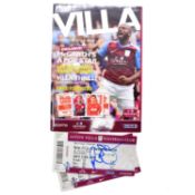 Aston Villa vs Manchester United matchday programme, signed by Jermaine Jenas