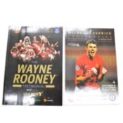 Two Manchester United testimonial programmes, Michael Carrick and Wayne Rooney