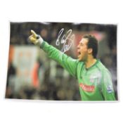 Signed Thomas Sorensen A4 colour photograph, Stoke City