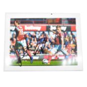Signed Mark Noble and possibly Aaron Cresswell 5x7 colour photograph, West Ham United