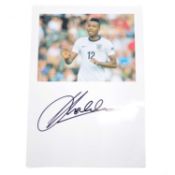 Signed Nathaniel Charlobah A4 colour photograph, England U21