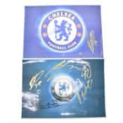 Two signed Chelsea A4 club badges, including Nicolas Anelka