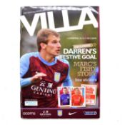Aston Villa vs Liverpool signed matchday programme