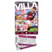 Aston Villa vs Arsenal signed matchday programme