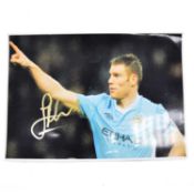 Signed James Milner A4 colour photograph, Manchester City