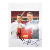 Signed Memphis Depay and Louis Van Gaal 5x5 colour photograph, Manchester United