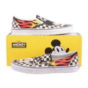 Vans, MVTV4 Mickey, white/black, UK9, and Vans, Mickey & Minnie, slip on, UK10.5,