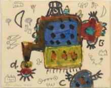 § Alan Davie (1920 - 2014) Ruleed by Blues, OG. 3381