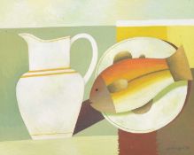 § Reg Cartwright (b. 1938-) Still Life with Fish and Jug.