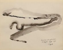 § Bruce Tippett (1933-2017) Across the water of the oasis, El Faiyum Egypt, 1979