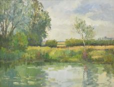 § David Green (1935-2013) By the Ouse at Great Barford, 1999