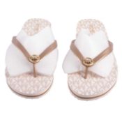 Michael Kors, Flip Flop Stripe Eva, White/Gold, US 9, Boxed - No Lid.