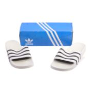 Adidas Adilette Slides, Black/White, UK 10, box Damaged.