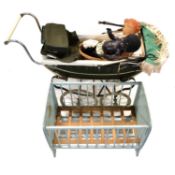 Two vintage dolls, with pram and cot