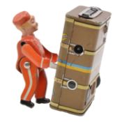 German Gescha tinplate clockwork 'Express Boy' luggage porter
