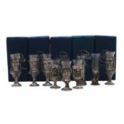 Lord of the Rings, set of nine Royal Selangor pewter shot glasses