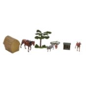 A collection of lead figures and animals, inc Britains, mostly farmyard