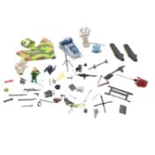 Hasbro GI Joe accessories, including Skymate action figure with longbow, boomerang and glider.