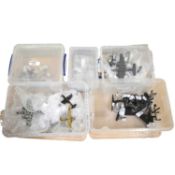 A collection of model aircraft, mostly Corgi, with stands