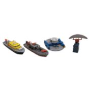 Four Corgi and Dinky die-cast vehicle models