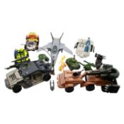Seven Hasbro GI Joe vehicles for action figures, including Cobra Wolf, Mean Dog and Conquest X30