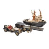 Two boxes of die-cast vehicles, including Franklin Mint and others