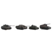 Fifty-five kit built plastic model tanks and military vehicles