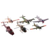 Six scale model die-cast aircraft