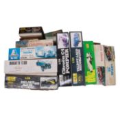 Thirteen model vehicle kits, including Heller, Lindberg, Italeri, Airfix and others, all boxed