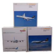 Seven Herpa model Airbus aircraft, boxed