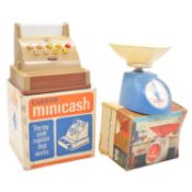 Casdon minicash till, with Pippin Toy 'Miss Salter' kitchen scales, boxed