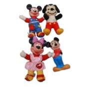Four boxes of assorted teddies and soft toys
