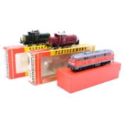 Three Fleischmann HO gauge diesel locomotives