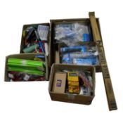 Large quantity of model railway layout parts, tools, track, etc.,