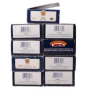 Seven Bachmann OO gauge locomotives and Bogie Wagon with swap body containers,