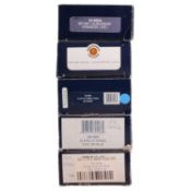 Three Bachmann Branch-Line OO gauge locomotives and two coaches,