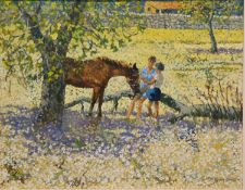 § Gerry Blood (British, 1932-2005) Spain, two girls and a horse
