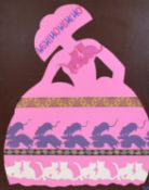 Jose Antonio Oltra, (Spanish, 20th/ 21st century) Silhouette with cats and mice