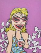 Darren Lee Goddard (British, 20th century) Woman with Wine