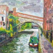 § Alan Knight (British, b. 1949-) Canal scene in Manchester