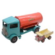 Tri-ang 200 series large 'Shell' petrol tanker, and a Dinky Supertoy Aveling Dump Truck