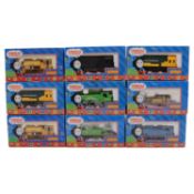 Nine Hornby OO gauge Thomas & Friends model railway locomotives,