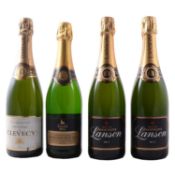 Three bottles of NV Champagne, and an English sparkling wine
