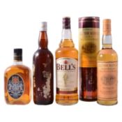 Glenmorangie, 10 year old, single malt whisky; and three bottles of blended whisky