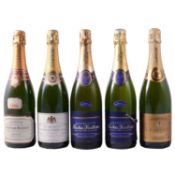 Five bottles of assorted NV Champagne