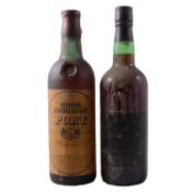 Taylor's 600th Anniversary vintage port, another bottle of port, and two decanters